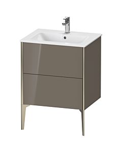 Duravit Meuble sous-vasque XViu XV44810B189 61 x 59,4 x 48 cm, gris flanelle brillant, 2 coulissants, debout, champagne mat