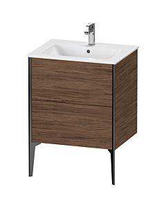Duravit Meuble sous-vasque XViu XV44810B221 61 x 59,4 x 48 cm, noyer foncé, 2 coulissants, debout, noir mat