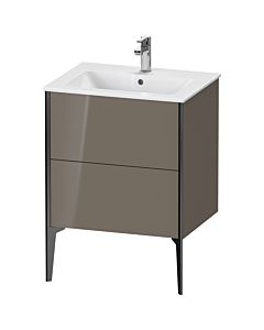 Duravit Meuble sous-vasque XViu XV44810B289 61 x 59,4 x 48 cm, gris flanelle brillant, 2 coulissants, sur pied, noir mat