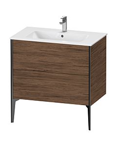 Duravit Meuble sous-vasque XViu XV44820B221 81 x 59,4 x 48 cm, noyer foncé, 2 coulissants, debout, noir mat
