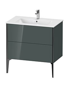 Duravit XViu Waschtisch-Unterschrank XV44820B238 81 x 59,4 x 48 cm, dolomiti grey hochglanz, 2 Auszüge, stehend, schwarz matt