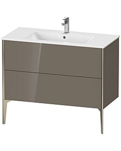 Duravit XViu vanity unit XV44830B189 101 x 59.4 x 48 cm, flannel gray high gloss, 2 pull-outs, standing, matt champagne
