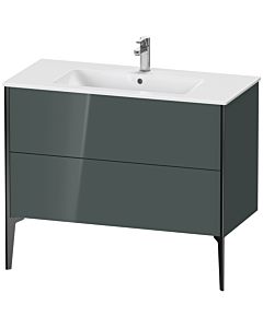 Duravit XViu Waschtisch-Unterschrank XV44830B238 101 x 59,4 x 48 cm, dolomiti grey hochglanz, 2 Auszüge, stehend, schwarz matt