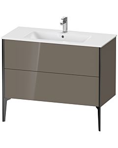 Duravit Meuble sous-vasque XViu XV44830B289 101 x 59,4 x 48 cm, gris flanelle brillant, 2 coulissants, sur pied, noir mat
