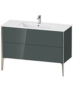 Duravit XViu vanity unit XV44840B138 121 x 59.4 x 48 cm, dolomiti gray high gloss, 2 pull-outs, standing, matt champagne