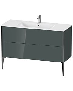 Duravit XViu vanity unit XV44840B238 121 x 59.4 x 48 cm, dolomiti gray high gloss, 2 pull-outs, standing, matt black