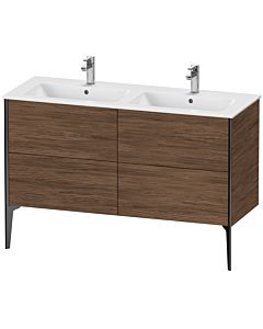 Duravit Meuble sous-vasque XViu XV44850B221 128x48x59,4cm, 4 coulissants, debout, noir mat, noyer foncé