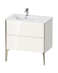 Duravit Meuble sous-vasque XViu XV44860B122 81x48x59,4cm, 2 coulissants, vasque à gauche, champagne mat, blanc brillant