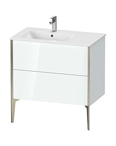 Duravit Meuble sous-vasque XViu XV44860B185 81x48x59,4cm, 2 coulissants, vasque à gauche, champagne mat, blanc brillant