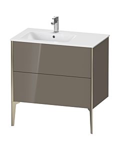 Duravit Meuble sous-vasque XViu XV44860B189 81x48x59,4cm, 2 coulissants, vasque à gauche, champagne mat, gris flanelle brillant