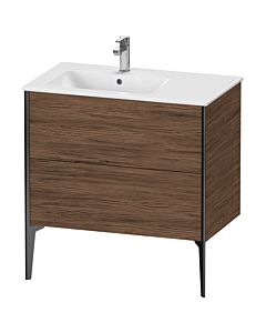 Duravit Meuble sous-vasque XViu XV44860B221 81x48x59,4cm, 2 coulissants, vasque à gauche, noir mat, noyer foncé