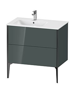Duravit XViu Waschtisch-Unterschrank XV44860B238 81x48x59,4cm, 2 Auszüge, Becken links, schwarz matt, dolomiti grey hochglanz