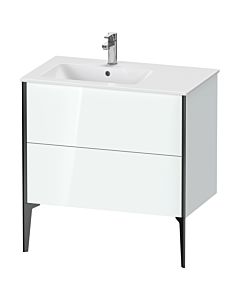 Duravit XViu vanity unit XV44860B285 81x48x59.4cm, 2 pull-outs, basin on the left, black matt, white high gloss
