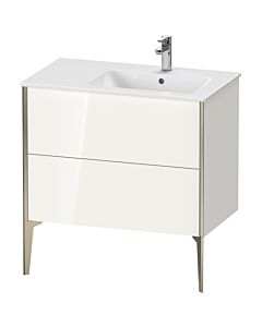 Duravit XViu Waschtisch-Unterschrank XV44870B122 81x48x59,4cm, 2 Auszüge, Becken rechts, champagner matt, weiß hochglanz