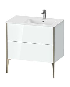 Duravit XViu Waschtisch-Unterschrank XV44870B185 81x48x59,4cm, 2 Auszüge, Becken rechts, champagner matt, weiß hochglanz
