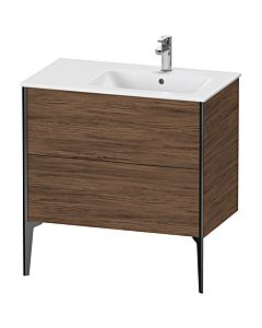 Duravit Meuble sous-vasque XViu XV44870B221 81x48x59,4cm, 2 coulissants, vasque à droite, noir mat, noyer foncé
