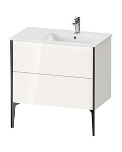 Duravit Meuble sous-vasque XViu XV44870B222 81x48x59,4cm, 2 coulissants, vasque à droite, noir mat, blanc brillant