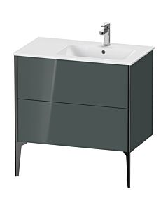 Duravit Meuble sous-vasque XViu XV44870B238 81x48x59,4cm, 2 coulissants, vasque à droite, noir mat, gris dolomiti brillant