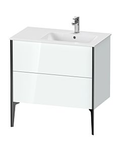 Duravit Meuble sous-vasque XViu XV44870B285 81x48x59,4cm, 2 coulissants, vasque à droite, noir mat, blanc brillant