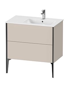 Duravit XViu Waschtisch-Unterschrank XV44870B291 81x48x59,4cm, 2 Auszüge, Becken rechts, schwarz matt, taupe matt