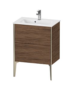 Duravit XViu Waschtisch-Unterschrank XV44880B121 61 x 59,4 x 39 cm, nussbaum dunkel, 2 Auszüge, stehend, champagner matt