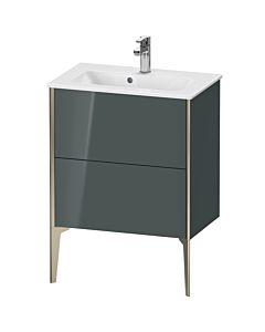 Duravit Meuble sous-vasque XViu XV44880B138 61 x 59,4 x 39 cm, gris dolomiti brillant, 2 coulissants, debout, champagne mat