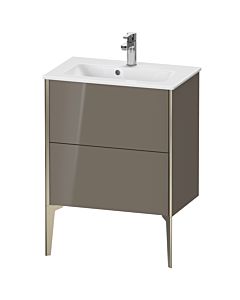 Duravit Meuble sous-vasque XViu XV44880B189 61 x 59,4 x 39 cm, gris flanelle brillant, 2 coulissants, debout, champagne mat