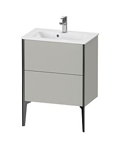 Duravit Meuble sous-vasque XViu XV44880B207 61 x 59,4 x 39 cm, gris béton mat, 2 coulissants, debout, noir mat