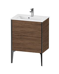 Duravit Meuble sous-vasque XViu XV44880B221 61 x 59,4 x 39 cm, noyer foncé, 2 coulissants, debout, noir mat