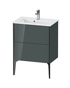 Duravit XViu vanity unit XV44880B238 61 x 59.4 x 39 cm, dolomiti gray high gloss, 2 pull-outs, standing, matt black