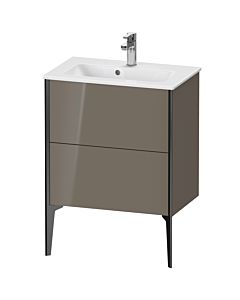Duravit XViu vanity unit XV44880B289 61 x 59.4 x 39 cm, flannel gray high gloss, 2 pull-outs, standing, matt black