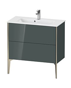 Duravit Meuble sous-vasque XViu XV44890B138 81 x 59,4 x 39 cm, gris dolomiti brillant, 2 coulissants, debout, champagne mat