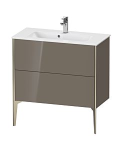 Duravit Meuble sous-vasque XViu XV44890B189 81 x 59,4 x 39 cm, gris flanelle brillant, 2 coulissants, debout, champagne mat