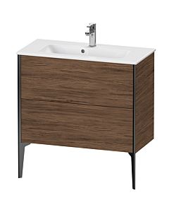 Duravit XViu Waschtisch-Unterschrank XV44890B221 81 x 59,4 x 39 cm, nussbaum dunkel, 2 Auszüge, stehend, schwarz matt