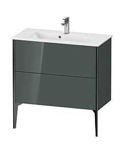 Duravit Meuble sous-vasque XViu XV44890B238 81 x 59,4 x 39 cm, gris dolomiti brillant, 2 coulissants, debout, noir mat
