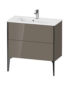 Duravit XViu vanity unit XV44890B289 81 x 59.4 x 39 cm, flannel gray high gloss, 2 pull-outs, standing, matt black