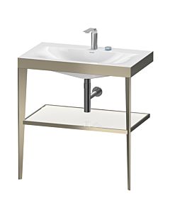 Duravit XViu Möbelwaschtisch-Kombination XV4715EB185 80 x 48 cm, 2 Hahnlöcher, weiß hochglanz, mit Metallkonsole, champagner matt