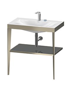 Duravit Meuble lavabo combiné XViu XV4715EB189 80 x 48 cm, 2 trous pour robinetterie, gris flanelle brillant, avec console en métal, champagne mat
