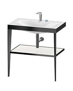 Duravit Meuble lavabo combiné XViu XV4715EB285 80 x 48 cm, 2 trous pour robinetterie, blanc brillant, avec console en métal, noir mat
