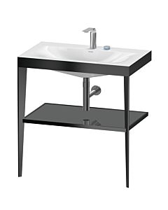 Duravit Meuble lavabo combiné XViu XV4715EB289 80 x 48 cm, 2 trous pour robinetterie, gris flanelle brillant, avec console en métal, noir mat