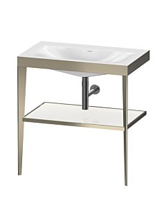 Duravit meuble lavabo XViu XV4715NB185 80 x 48 cm, sans trou pour robinetterie, blanc haute brillance, avec console en métal, champagne mat