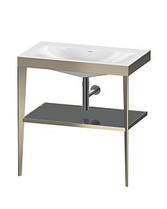 Duravit furniture washbasin combination XV4715NB189 80 x 48 cm, without tap hole, flannel gray high gloss, with metal console, matt champagne