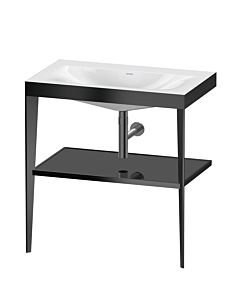 Duravit XViu Möbelwaschtisch-Kombination XV4715NB240 80 x 48 cm, ohne Hahnloch, schwarz hochglanz, mit Metallkonsole, schwarz matt
