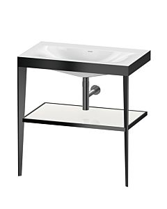 Duravit Meuble lavabo combiné XViu XV4715NB285 80 x 48 cm, sans trou pour robinet, blanc brillant, avec console en métal, noir mat