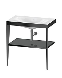 Duravit XViu Möbelwaschtisch-Kombination XV4715NB289 80 x 48 cm, ohne Hahnloch, flannel grey hochglanz, mit Metallkonsole, schwarz matt