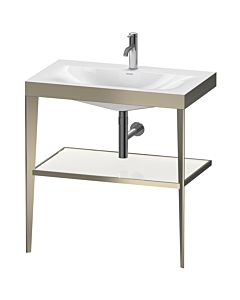 Duravit Meuble lavabo combiné XViu XV4715OB185 80 x 48 cm, trou pour robinet 2000 blanc brillant, avec console en métal, champagne mat
