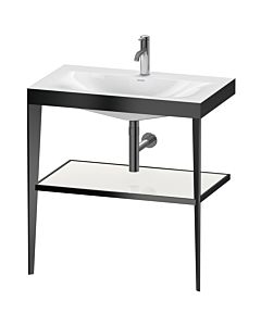 Duravit XViu Möbelwaschtisch-Kombination XV4715OB285 80 x 48 cm, 1 Hahnloch, weiß hochglanz, mit Metallkonsole, schwarz matt