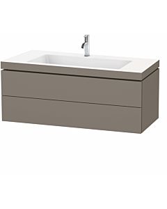 Duravit L-Cube Waschtisch-Unterschrank LC6929O9090 120 x 48 cm, 1 Hahnloch, flannel grey seidenmatt, 2 Schubkästen