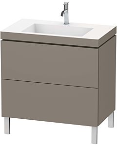 Duravit L-Cube Waschtisch-Unterschrank LC6937O9090 80 x 48 cm, 1 Hahnloch, flannel grey seidenmatt, 2 Auszüge, bodenstehend