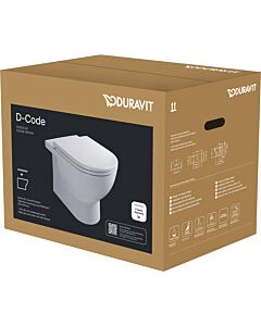 Ensemble WC sur pied Duravit D-Code, à chasse d&#39;eau profonde 40370900A1, avec abattant, fermeture amortie, sans bride, blanc